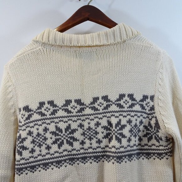 Eddie Bauer Women’s Cotton-Blend Chunky Knit Snowflake Cardigan Sweater Size M - Picture 7 of 7